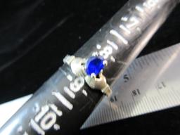 Blue Center Stone Sterling Silver Themed Ring