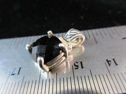 Fantasy Cut Black Onyx Stone Sterling Silver Pendant