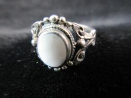 Vintage Sterling Silver White Center Stone Ring