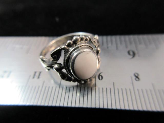 Vintage Sterling Silver White Center Stone Ring