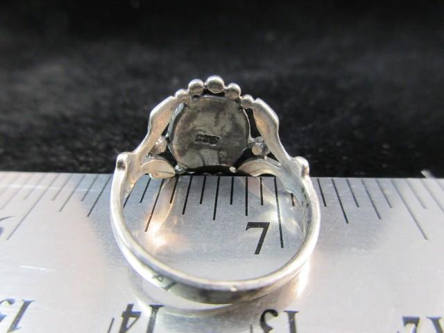 Vintage Sterling Silver White Center Stone Ring