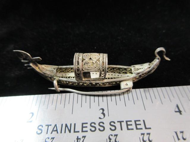 Vintage Sterling Silver Boat Themed Pin