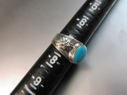 Vintage BA Sterling Silver Signed Turquoise Stone Ring