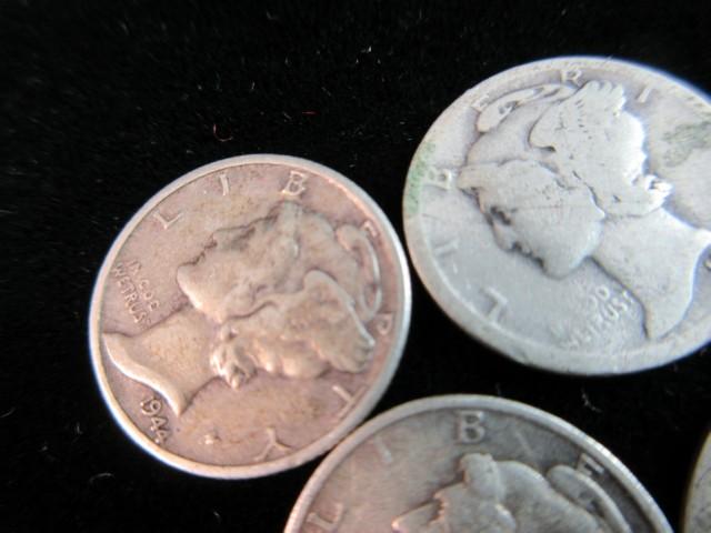 Lot of Five Mercury Dimes as Shown