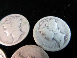 Lot of Five Mercury Dimes as Shown