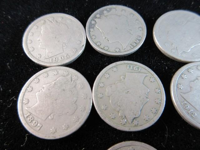 Lot of 10 V Nickels as Shown