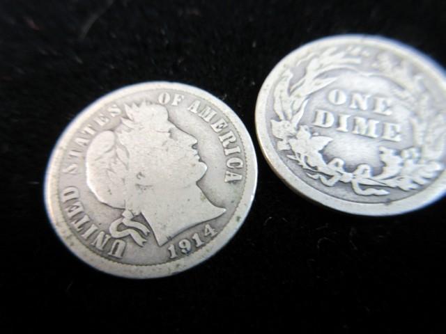 1914 & 1914 D Silver Dime Lot