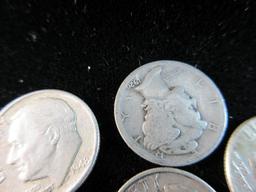 Lot of 5 Silver Dimes Incl. Mercury Dimes