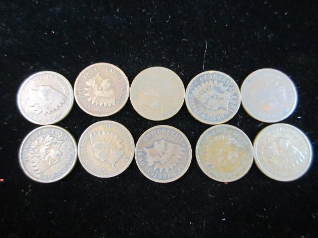 Lot of Ten Indian Head Pennies