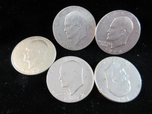 Lot of Five Ike Dollars 72-74-76 all one Money