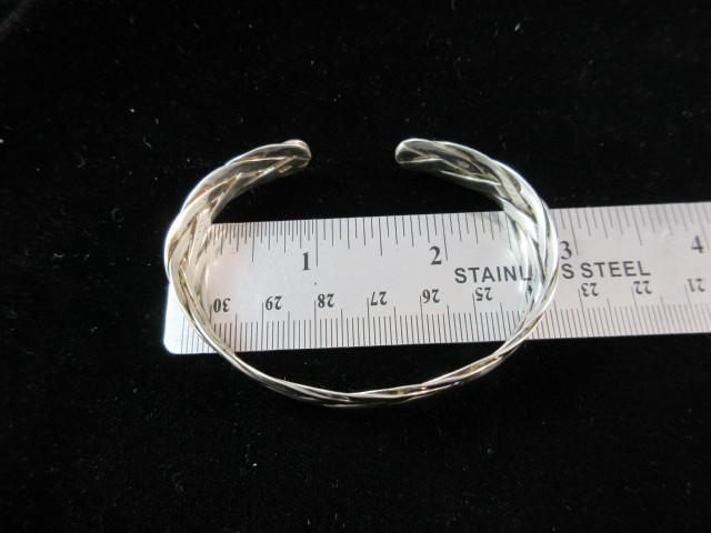 Sterling Silver Vintage Cuff Bracelet Braided Style