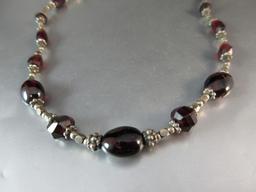 Sterling Silver Garnet Gemstone Necklace