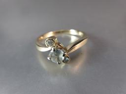Aquamarine And Diamond Gemstone 14K Gold Ring
