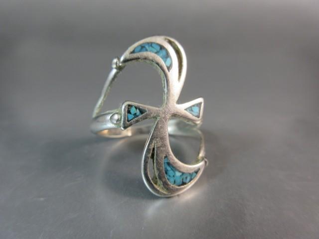 Crushed Turquoise Stone Sterling Silver Vintage Ring