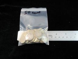 Lot of 50 Mixed Date Silver Dimes all one money