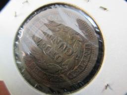 1848 Large One Copper Cent Defaced Novelty Back Side