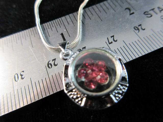 Rotating Center Stones  Pendant With 925 Silver Necklace