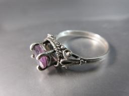 Vintage Amethyst Gemstone Sterling Silver Ring