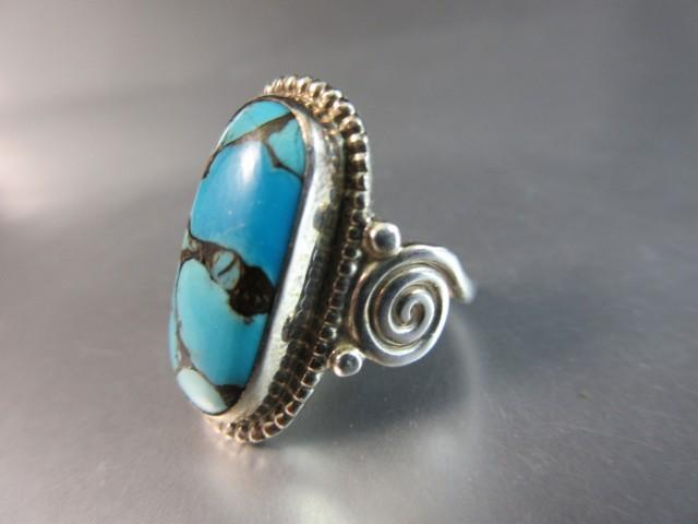 PTI 925 Sterling Nepal Turquoise Stone Ring