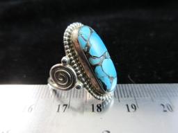 PTI 925 Sterling Nepal Turquoise Stone Ring