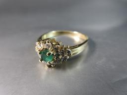 14K Gold Emerald and Diamond Ring