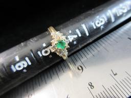 14K Gold Emerald and Diamond Ring