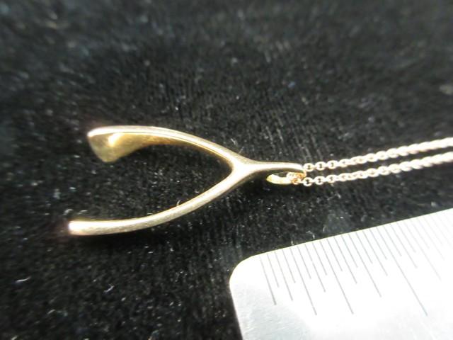 18K Gold Jennifer Myer Wishbone Pendant and 18K Gold Necklace