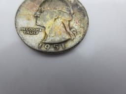 Nicely Toned Silver Quarter Dollar 1951