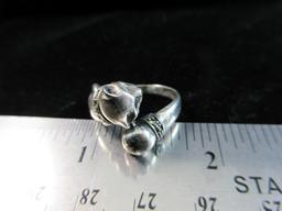 Vintage Cat Themed Sterling Silver Ring