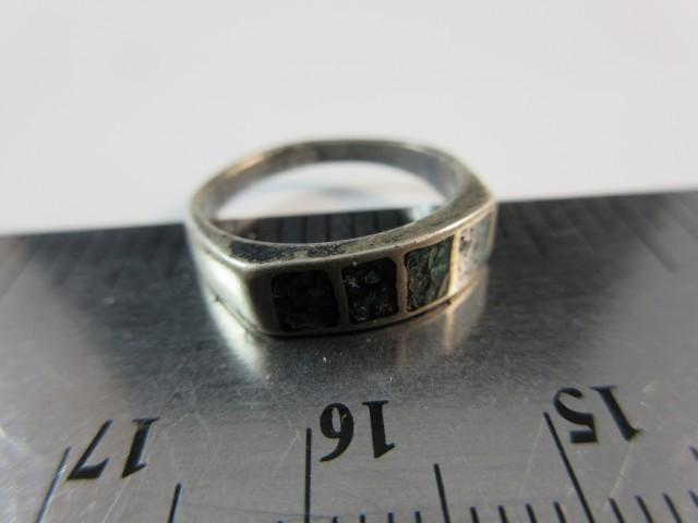 Vintage Sterling Silver Inlay Stone Ring