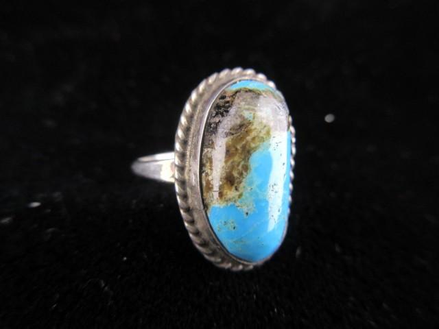 Vintage Native American turquoise stone sterling silver ring.