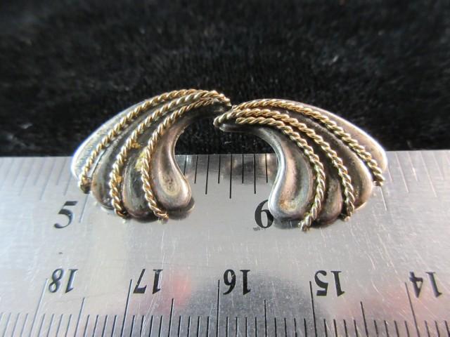 Vintage Sterling Silver Post Style Artisan Earrings