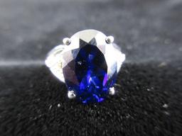 Large Blue Center Stone .925 Silver Ring