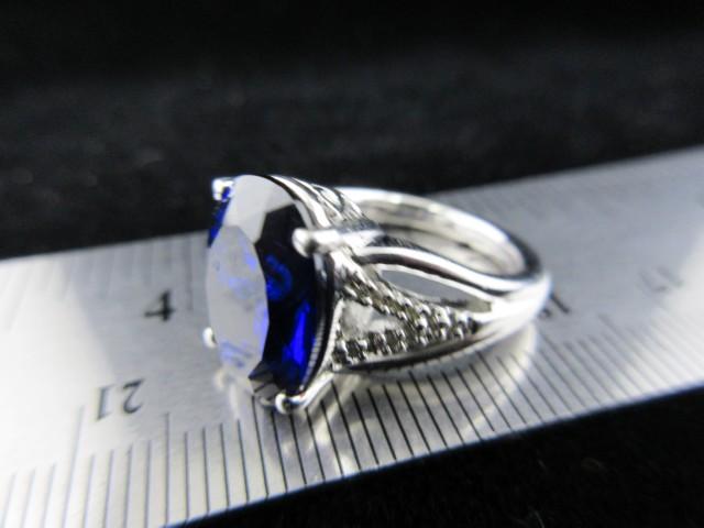 Large Blue Center Stone .925 Silver Ring