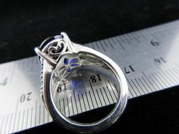 Large Blue Center Stone .925 Silver Ring