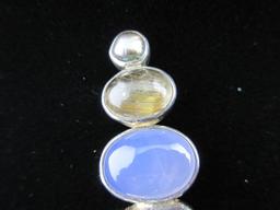 Gemstone, Pearl Crystal Sterling Silver Signed Artisan Pendant