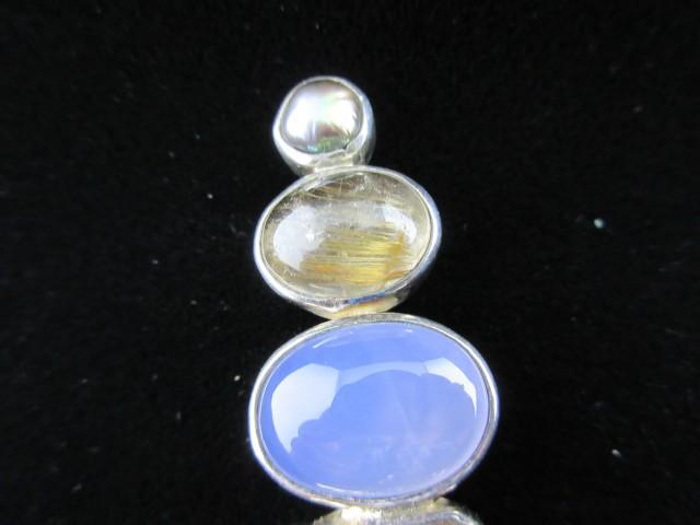 Gemstone, Pearl Crystal Sterling Silver Signed Artisan Pendant