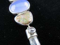 Gemstone, Pearl Crystal Sterling Silver Signed Artisan Pendant