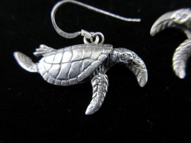 Crafted In Thailand Sterling Silver Themed Turtle Earrings