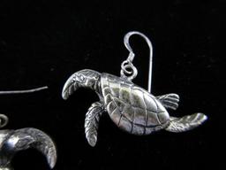 Crafted In Thailand Sterling Silver Themed Turtle Earrings