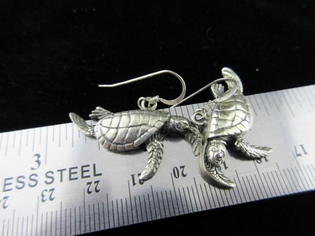 Crafted In Thailand Sterling Silver Themed Turtle Earrings