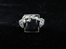 Vintage Black Onyx Stone Sterling Silver Ring