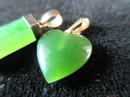 Very Nice Jade Stone Pendants Lot of Two 14K Clasp