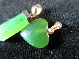 Very Nice Jade Stone Pendants Lot of Two 14K Clasp