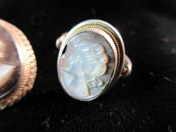 Vintage Sterling Silver Cameo Set. Necklace, Pendant, Ring, and Earrings