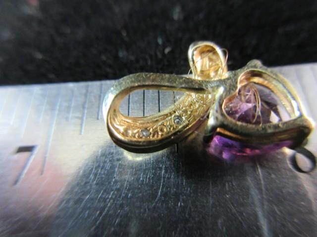 Amethyst Gemstone Yellow Gold Slide Pendant