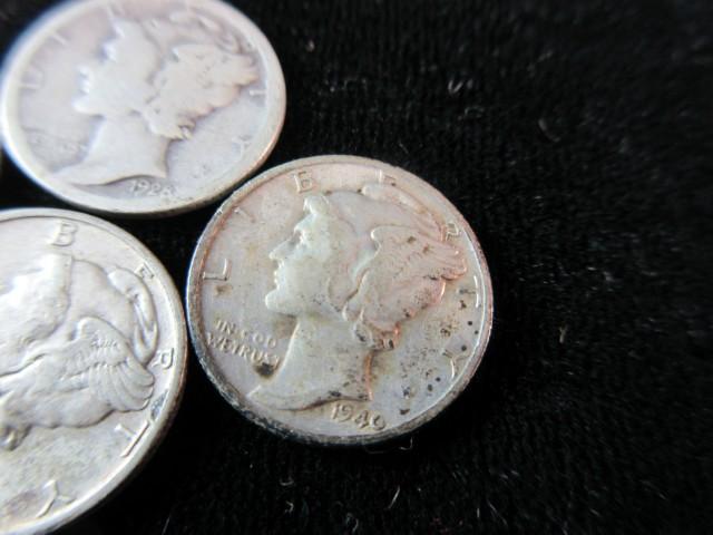 Lot of Five Mercury Dimes