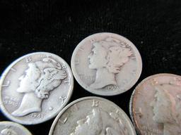 Lot of Five Mercury Dimes