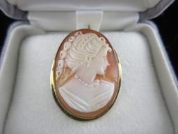 Krementz Brand Gold Filled Hand Carved Cameo Pin or Pendant