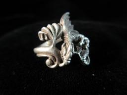 Flying Dragon Themed Sterling Silver Ring